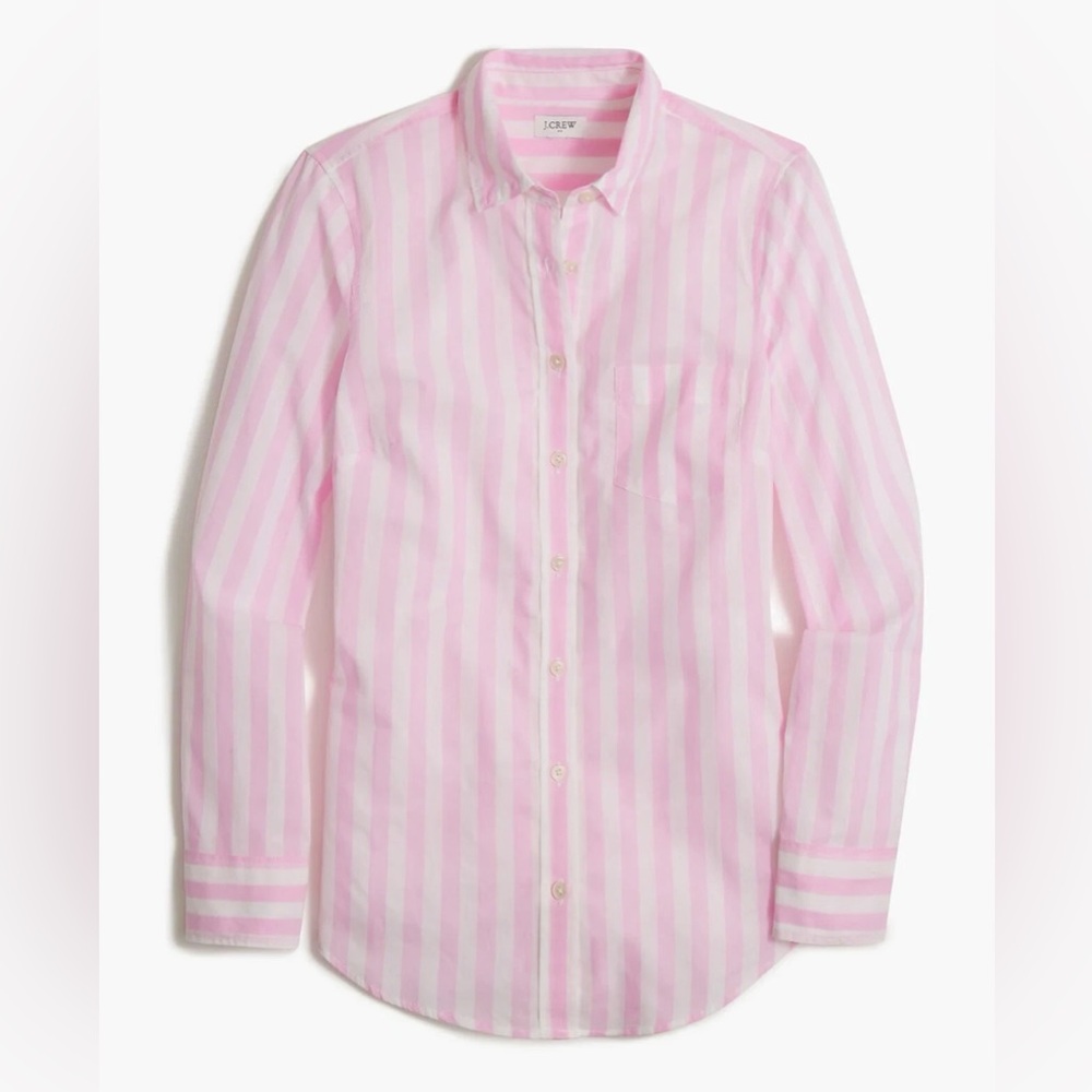 J Crew 100% cotton lightweight pink/white striped button up-S style# AL495 BNWT